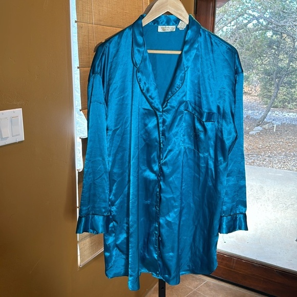 Victoria's Secret Other - Victoria’s Secret Vintage Gold Label Teal Sleep shirt Pajama Size Large